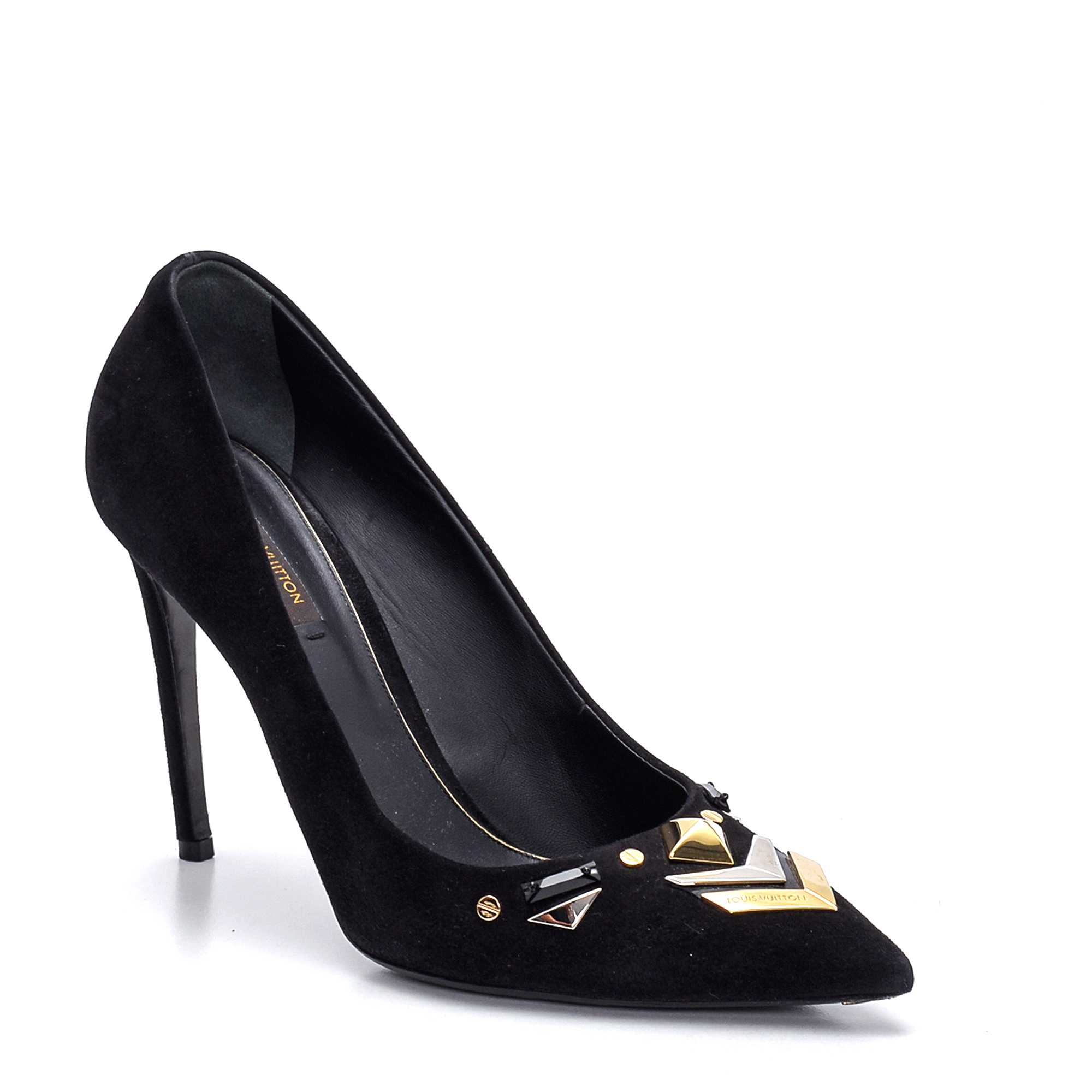 Louis Vuitton - Black Suede Studded Pumps